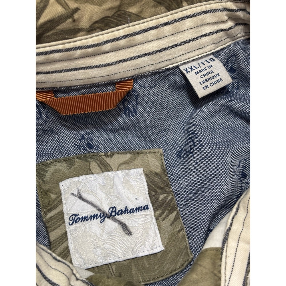 Tommy Bahama Mens XXLT Tea Leaf Camo Print Trucker Jacket Olive Green Safari - Picture 6 of 11